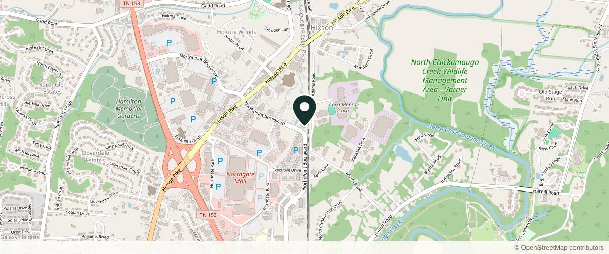 Map showing Skin Cancer & Cosmetic Dermatology Center - Hixson in Chattanooga, Tennessee