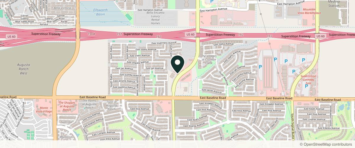 Map showing Skin Care Specialists in Mesa, Arizona