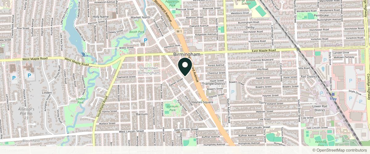 Map showing SkinergyMD Birmingham in Birmingham, Michigan