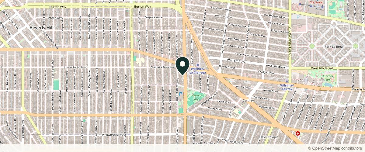 Map showing SkinSafe Dermatology and Skin Care - Dr. Tsippora Shainhouse in Beverly Hills, California