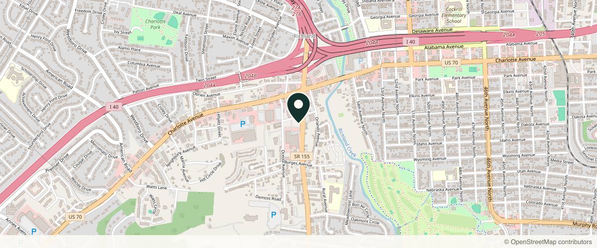 Map showing Smiley Aesthetics Cosmetic Surgery Center – Dr. Noah Ehinger, Nashville in Nashville, Tennessee