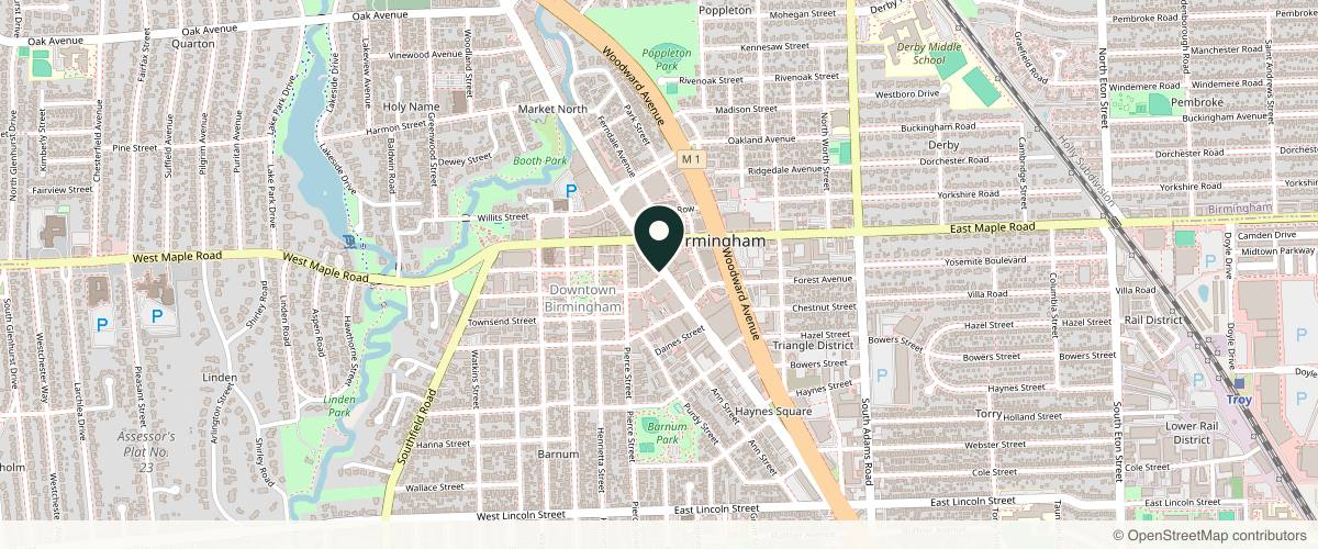 Map showing Soma Aesthetic in Birmingham, Michigan