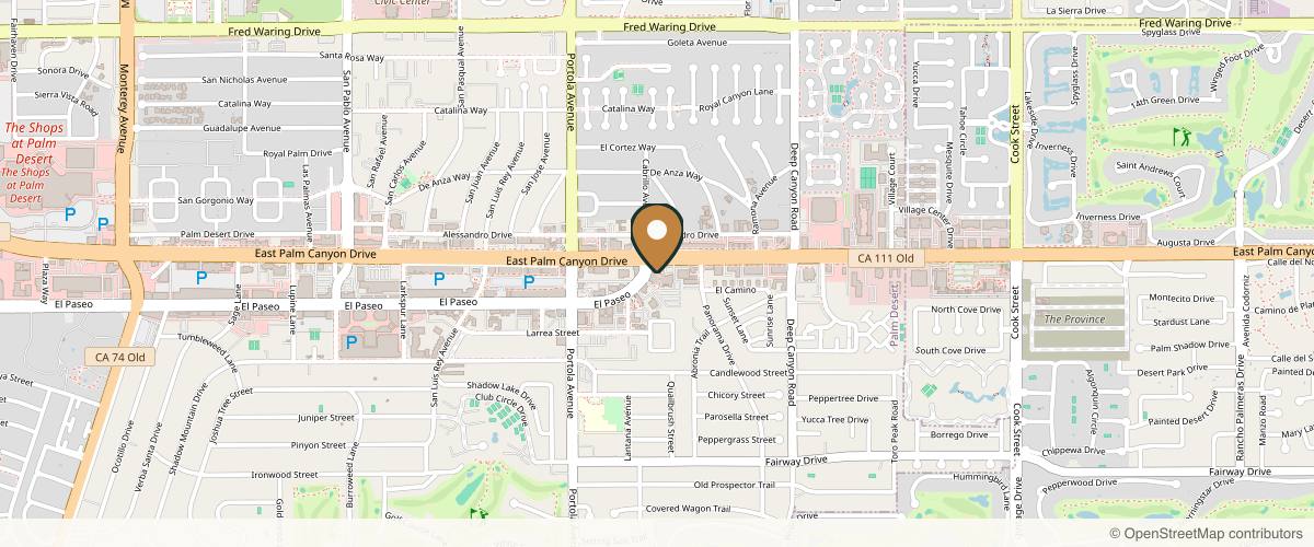 Map showing Sono Bello Palm Springs in Palm Springs, California