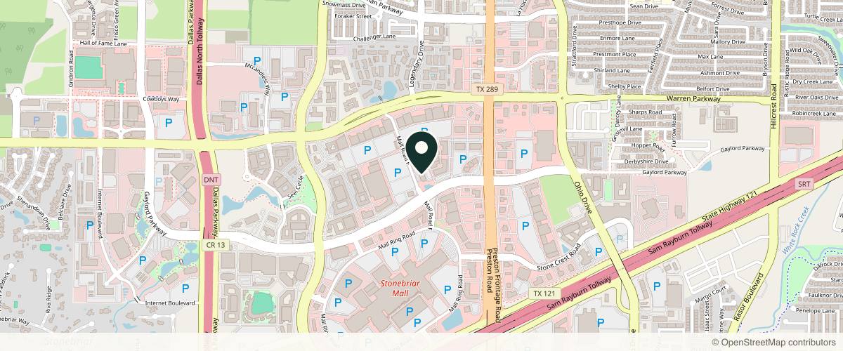 Map showing Sonoma Skin Works in Frisco, Texas