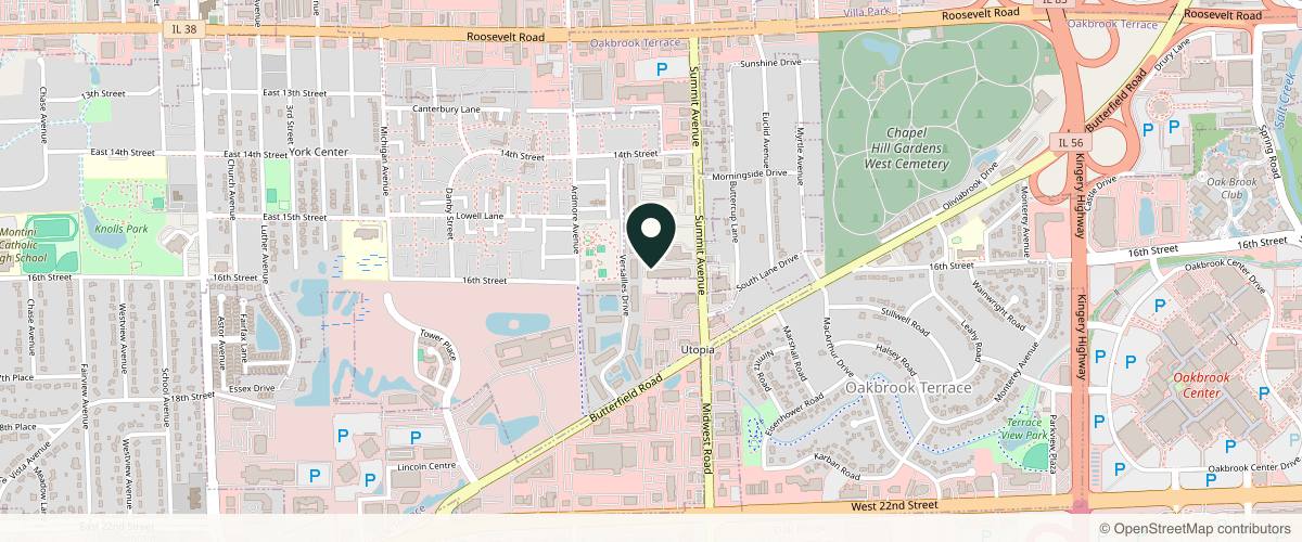 Map showing Sood Plastic Surgery & Explant Center in Hinsdale, Illinois
