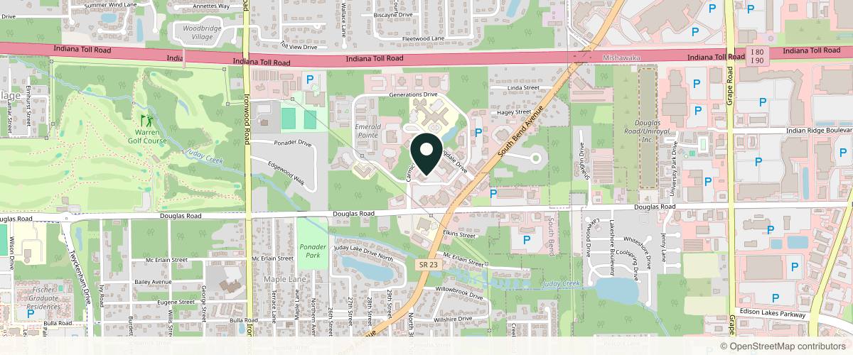 Map showing South Bend Orthopaedics in South Bend, Indiana