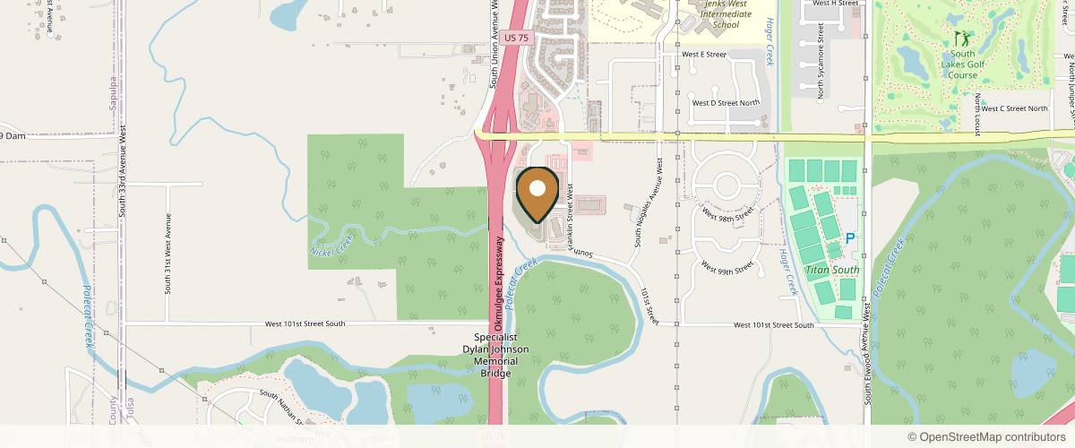 Map showing South Tulsa Plastic Surgery: Dr. Brenda Schiesel, D.O. in Broken Arrow, Oklahoma