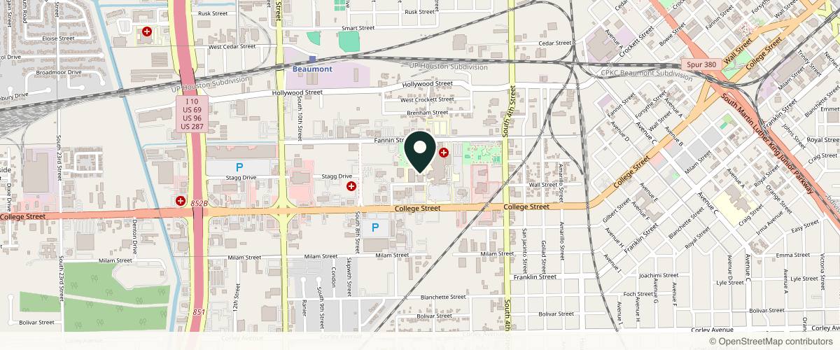 Map showing Southeast Texas Ear, Nose & Throat, LLP in Beaumont, Texas