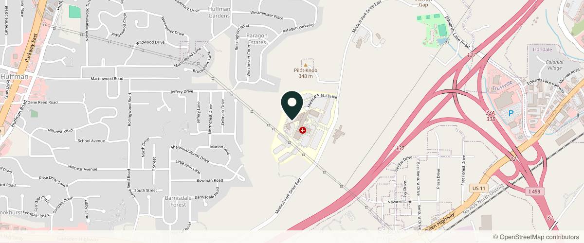 Map showing Southern Skies Dermatology and Surgery in Birmingham, Alabama