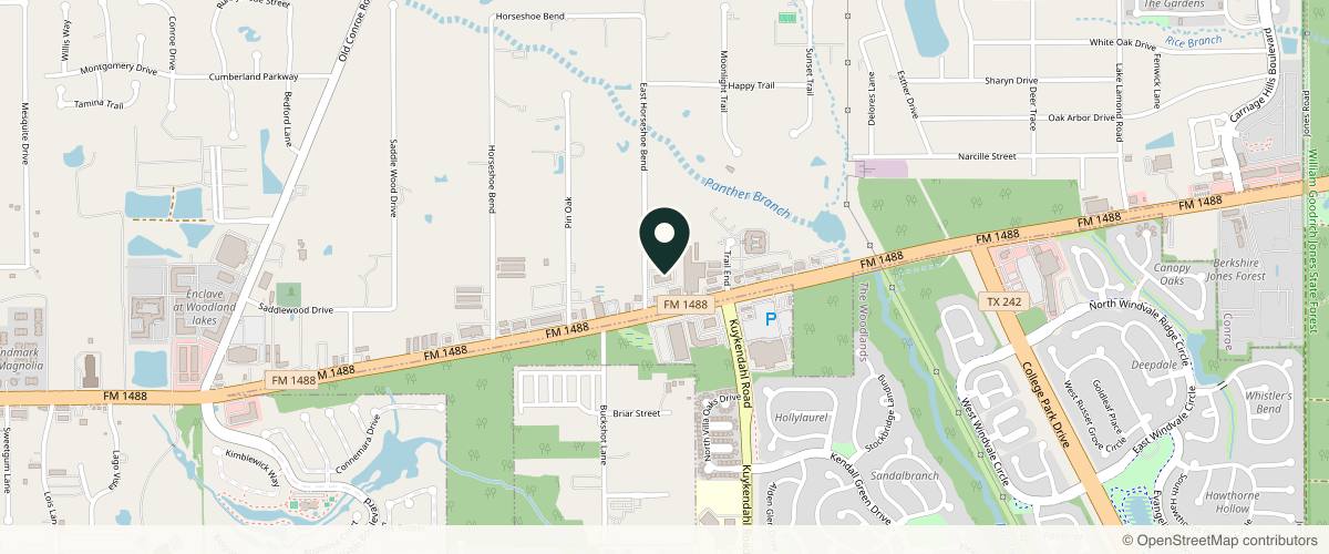 Map showing Specialists In Dermatology in The Woodlands, Texas