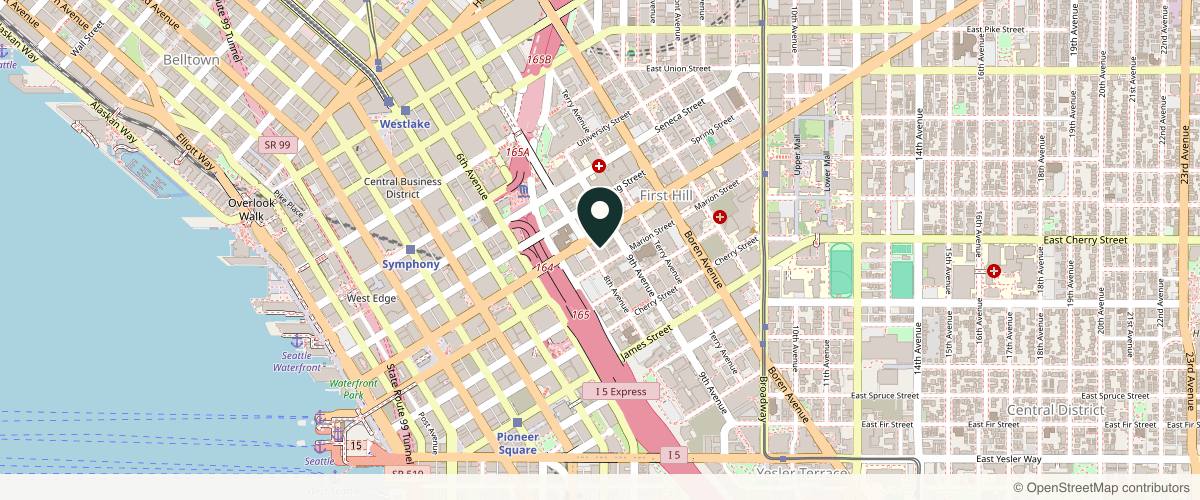 Map showing Spectrum Dermatology of Seattle (First Hill) in Seattle, Washington