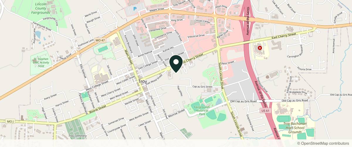 Map showing St. Louis Dermatology & Cosmetic Surgery in St. Louis, Missouri