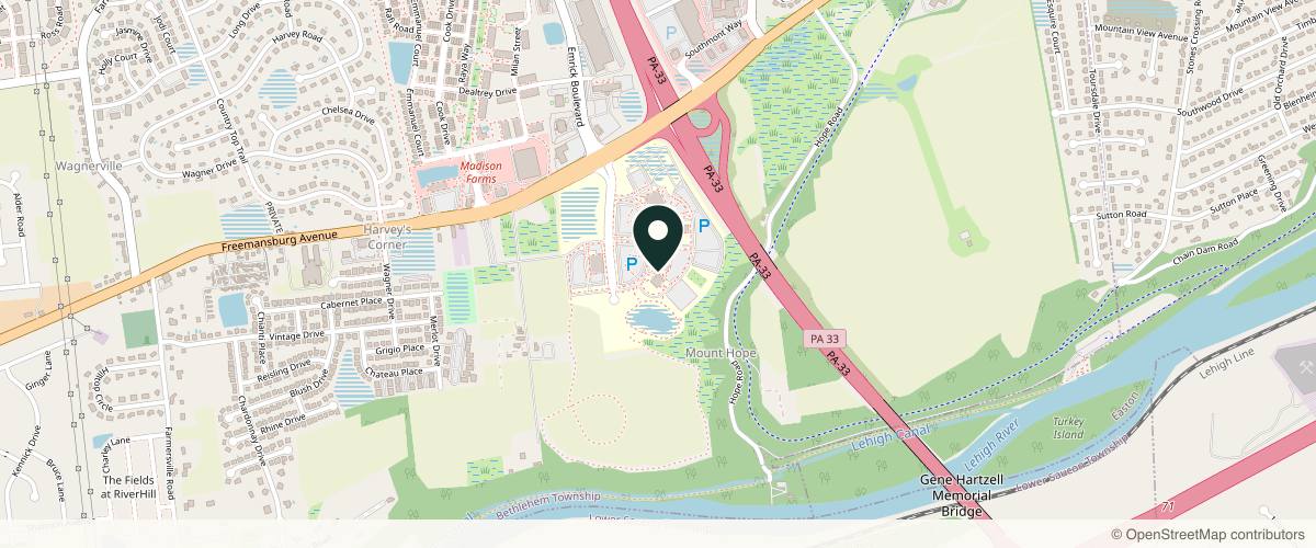 Map showing St. Luke's Dermatology - Easton in Allentown, Pennsylvania