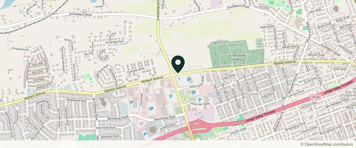 Map showing St. Luke's Dermatology - Walbert Avenue in Allentown, Pennsylvania