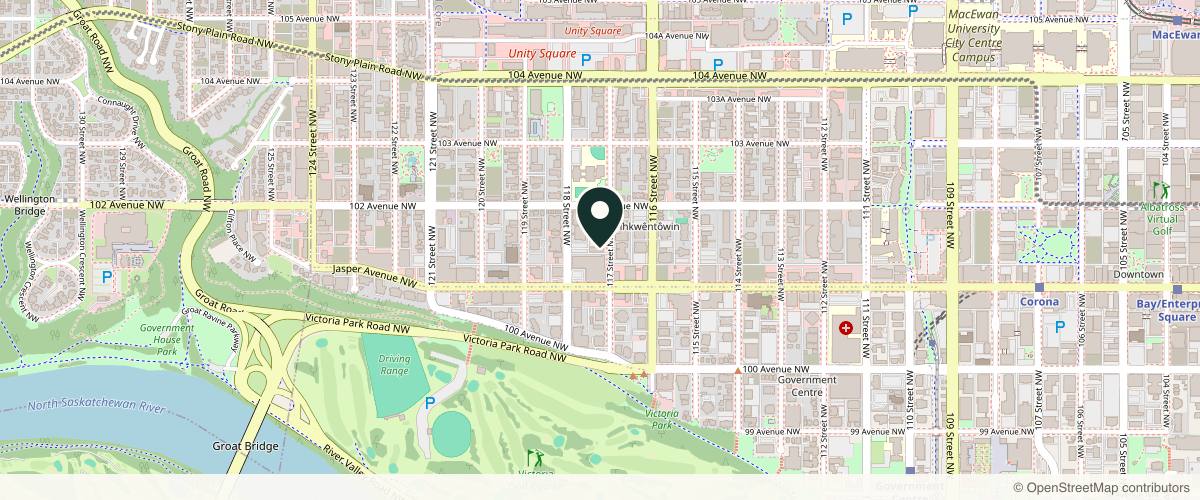 Map showing Stratica Dermatology in Edmonton, Alberta