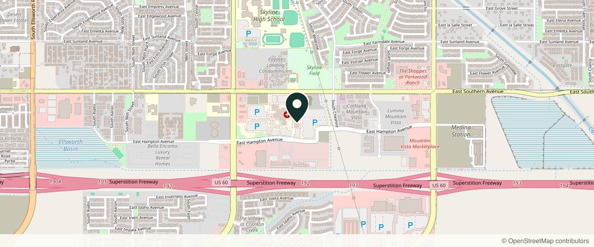 Map showing Sunrise Dermatology in Gilbert, Arizona