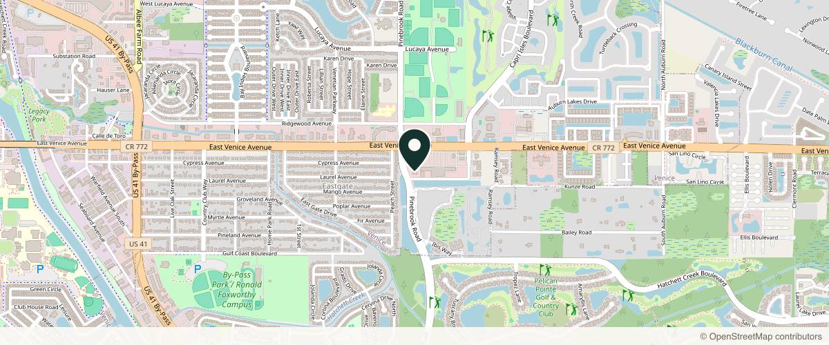 Map showing Sunshine State Dermatology and Skin Cancer Center in Venice, Florida