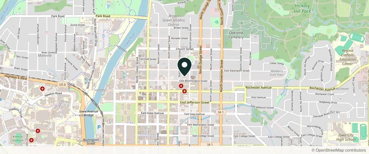Map showing Surgical Services in Iowa City, Iowa
