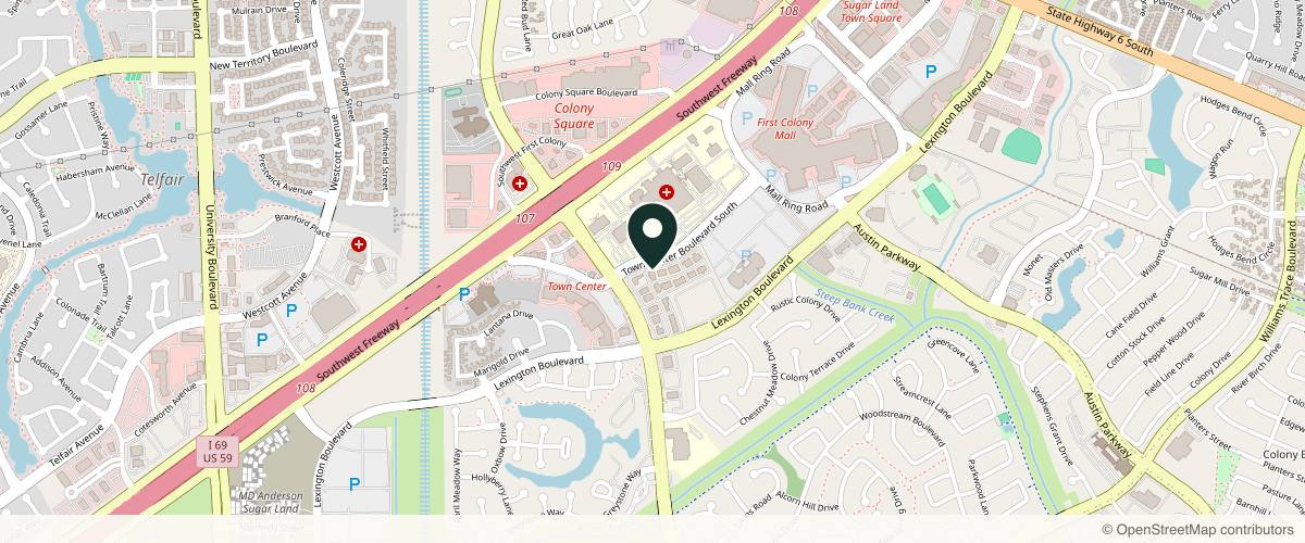 Map showing Sweetwater Dermatology, Sugar Land TX: Sunaina Bhuchar Likhari MD in Sugar Land, Texas