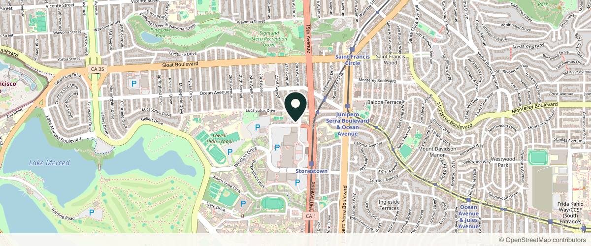 Map showing Synergy Dermatology: Dr. Tina Bhutani-Jacques, MD in San Francisco, California