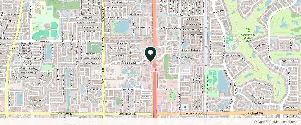 Map showing Tampa Bay Ophthalmic Plastics in Clearwater, Florida