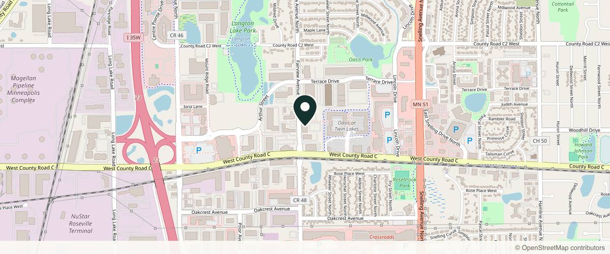 Map showing Tareen Dermatology Roseville in Minneapolis, Minnesota