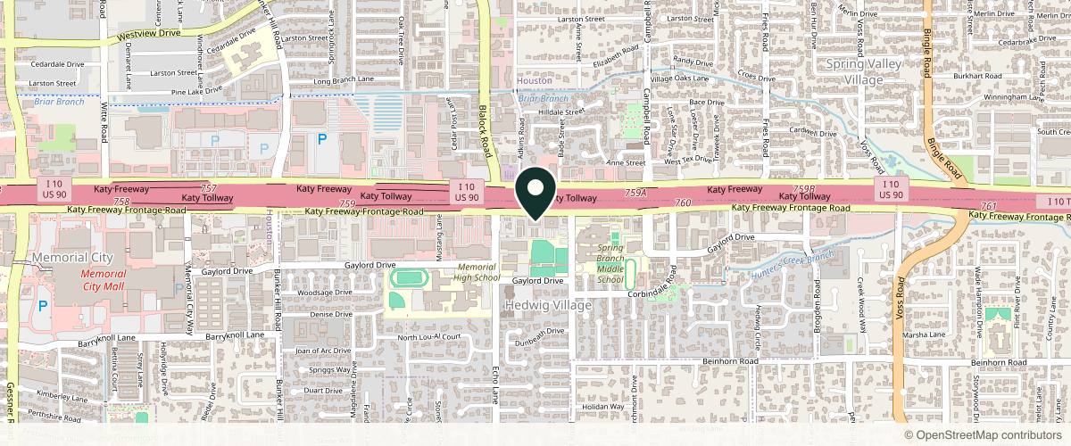 Map showing TEAM Dermatology - Memorial in Houston, Texas