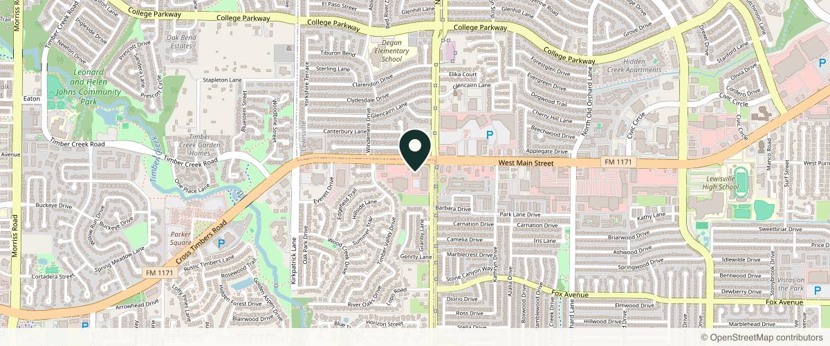 Map showing Texas Center for Oral Surgery & Dental Implants in Flower Mound, Texas