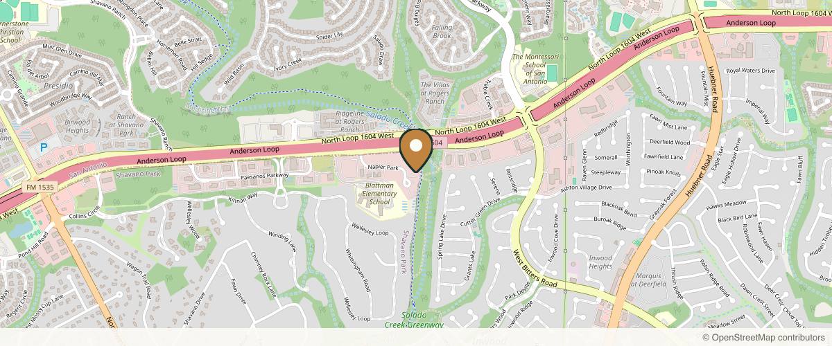 Map showing Texas Plastic Surgery - Dr. Christian Stallworth & Dr. Jennifer Rokosz in San Antonio, Texas