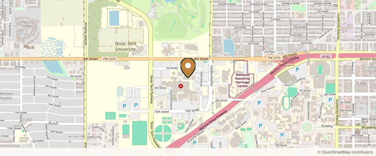 Map showing Texas Tech Physicians: Surgery in Lubbock, Texas