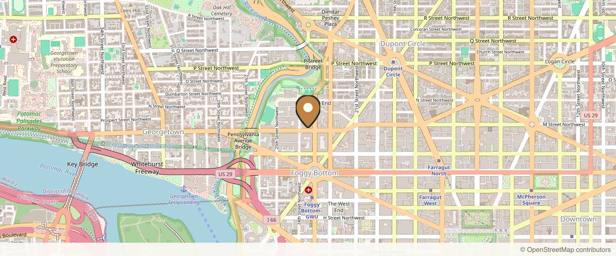 Map showing The Center for Cosmetic Surgery and The Washington Hair Institute with Dr. Steven B. Hopping in Washington, District of Columbia