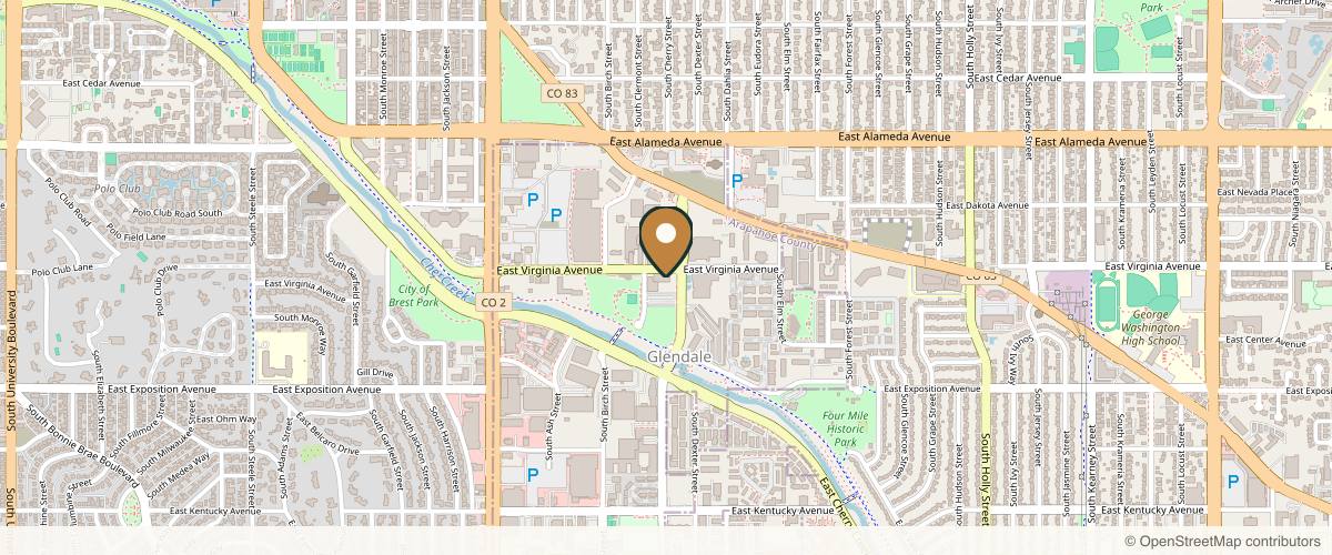 Map showing The Center for Cosmetic Surgery in Denver, Colorado