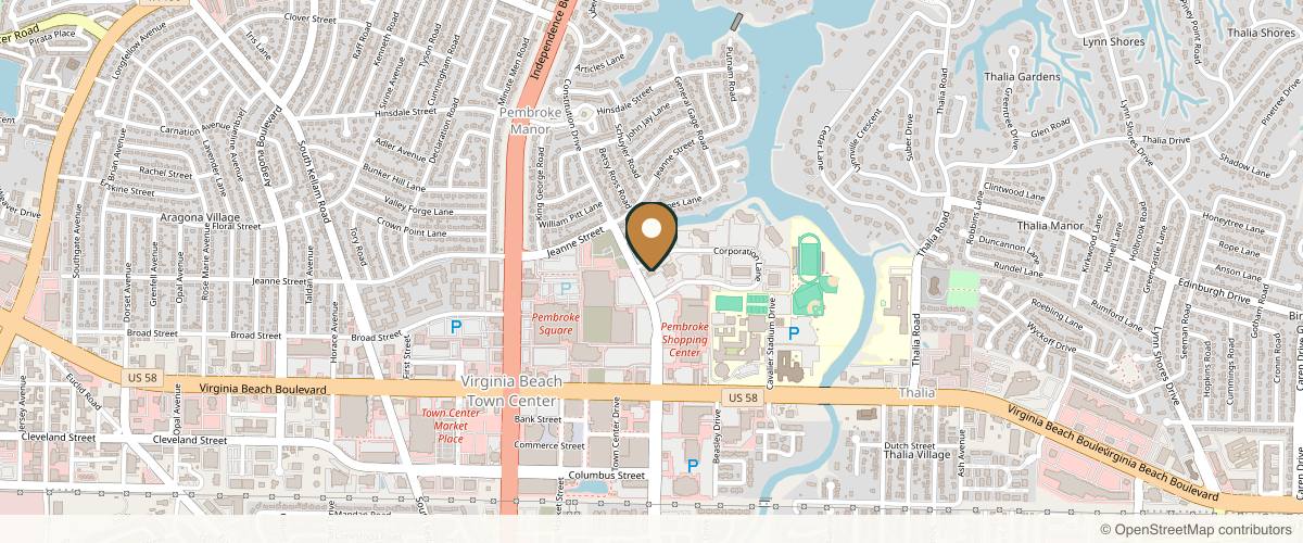 Map showing The Choe Center for Facial Plastic Surgery in Virginia Beach, Virginia