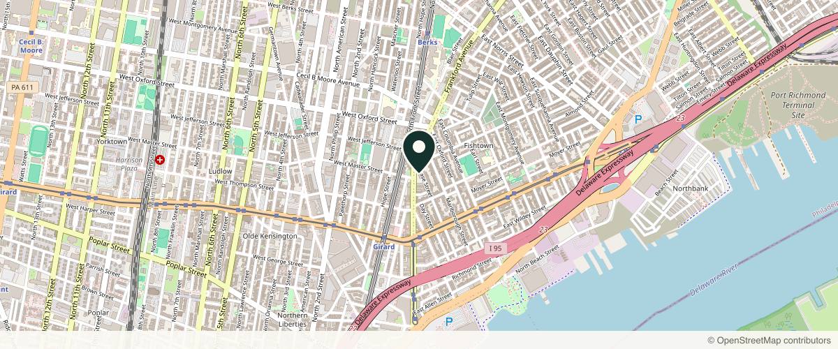 Map showing The Dermatology Specialists - Fishtown in Philadelphia, Pennsylvania