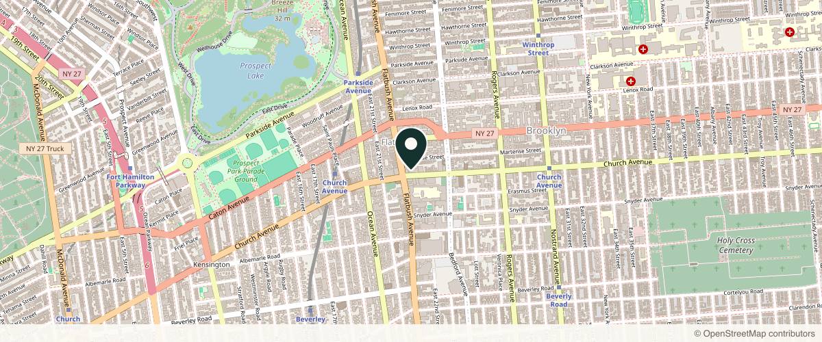 Map showing The Dermatology Specialists - Flatbush in Brooklyn, New York