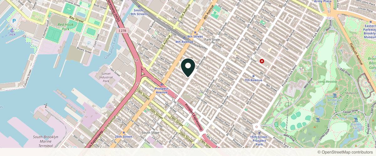 Map showing The Dermatology Specialists - South Slope in Brooklyn, New York