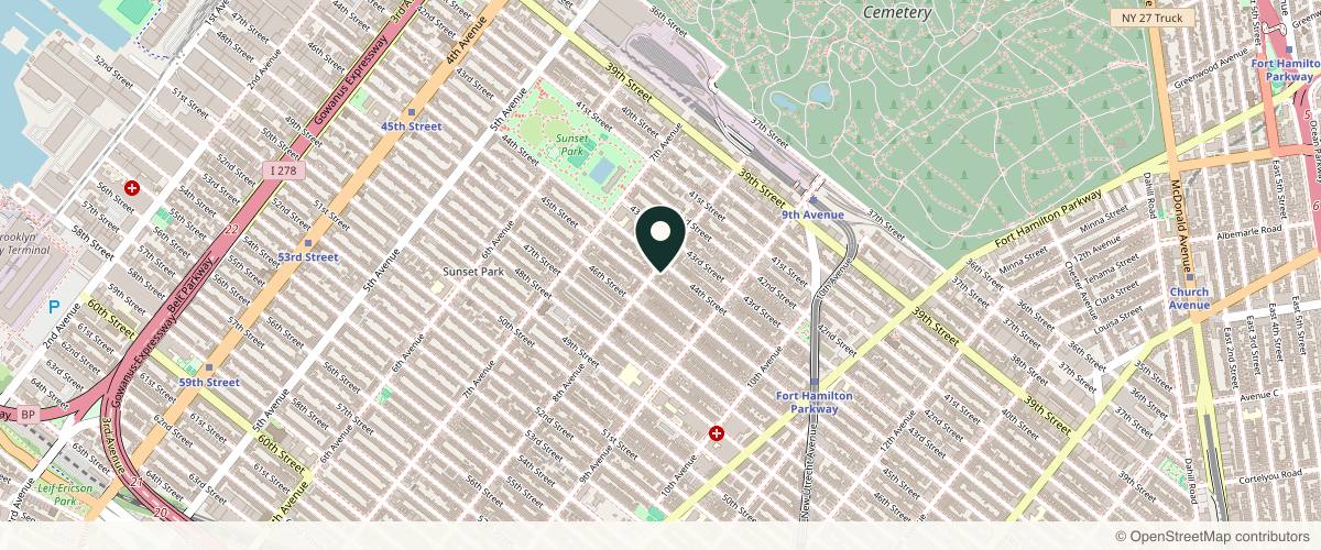 Map showing The Dermatology Specialists - Sunset Park in Brooklyn, New York