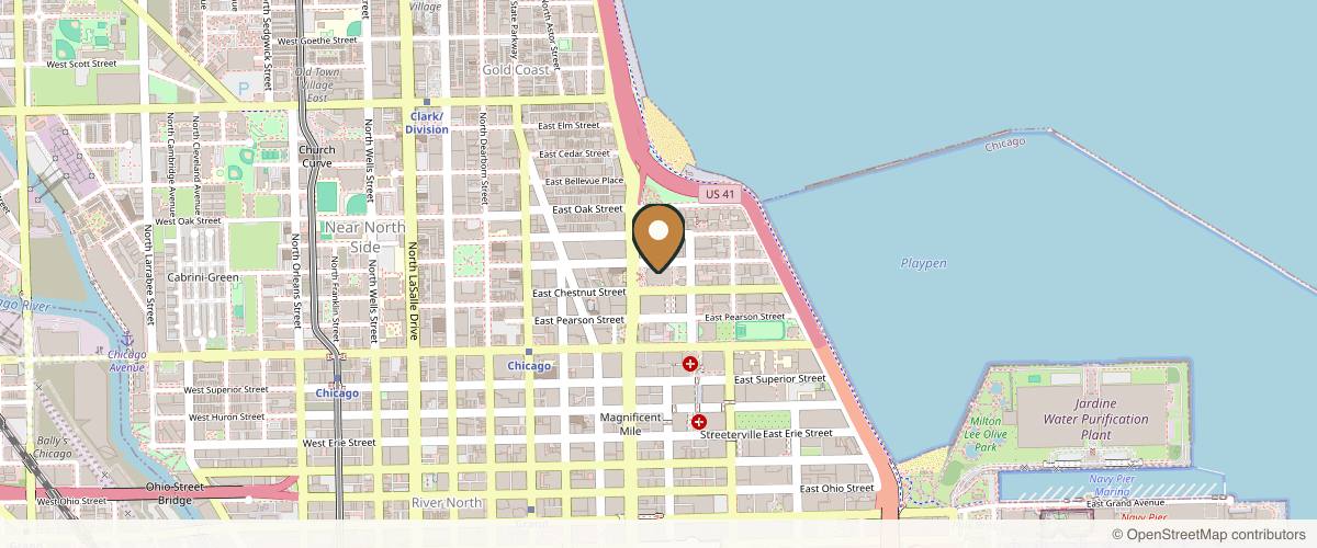 Map showing The Few Institute in Chicago, Illinois