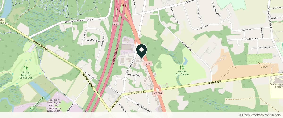 Map showing The Godek Center For Personal Enhancement in Toms River, New Jersey