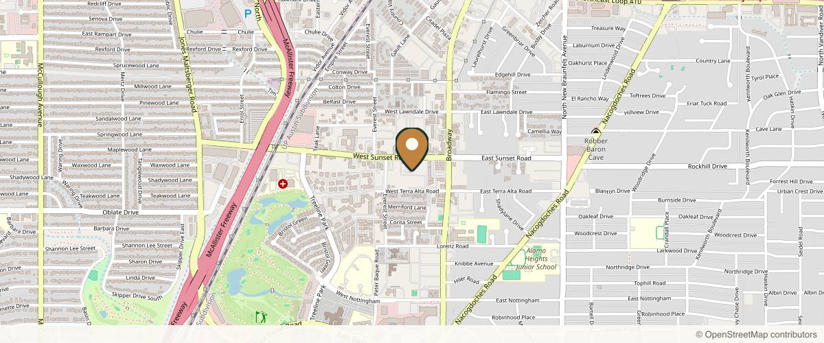 Map showing The Heights Plastic Surgery Med Spa in San Antonio, Texas