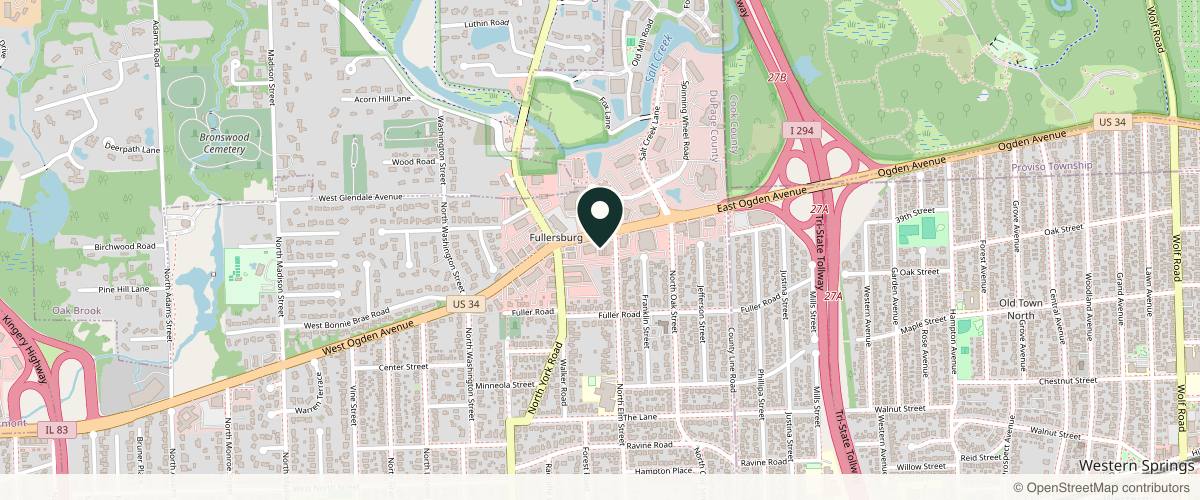 Map showing The Krochmal Center for Plastic Surgery in Hinsdale, Illinois