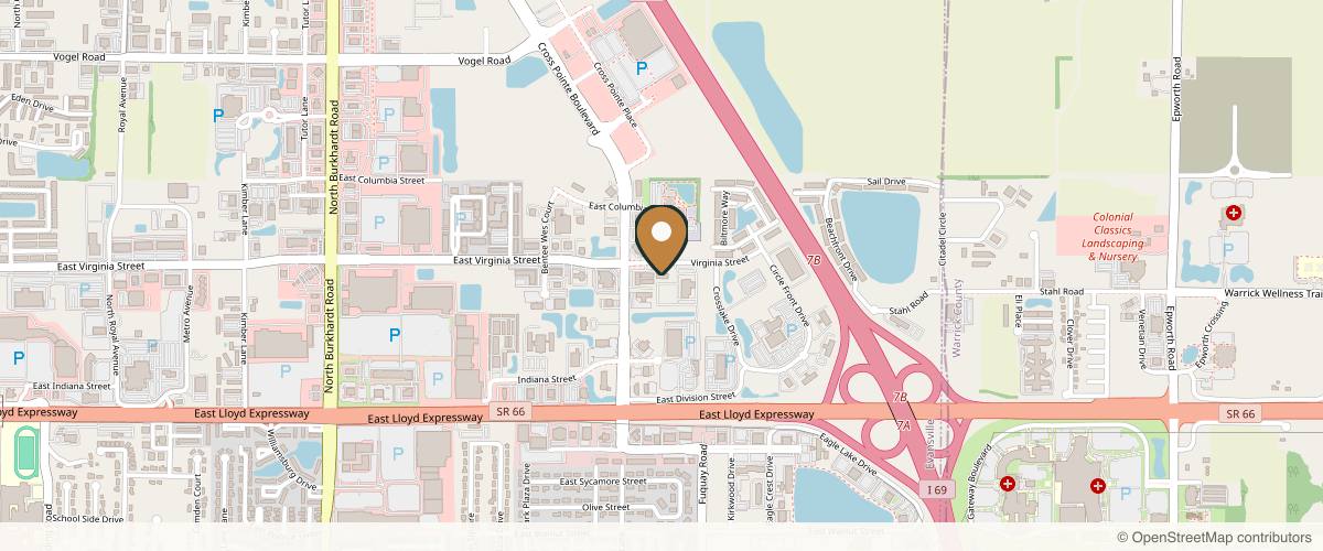 Map showing The Orr Clinic for Plastic & Cosmetic Surgery: Richard R. Orr Jr. MD. in Evansville, Indiana