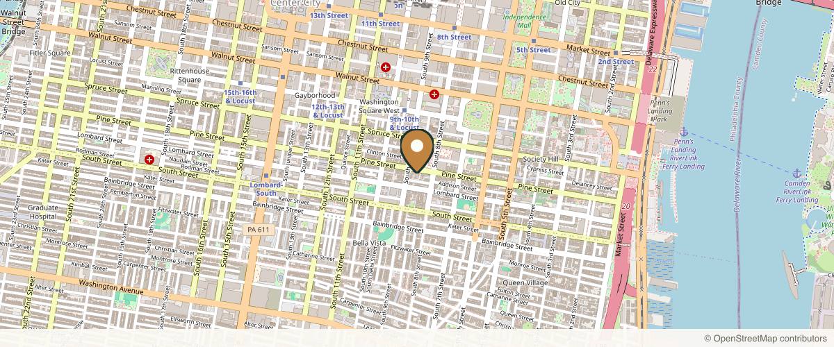 Map showing The Pennsylvania Centre for Plastic Surgery: Scott A. Brenman, M.D., F.A.C.S. in Philadelphia, Pennsylvania