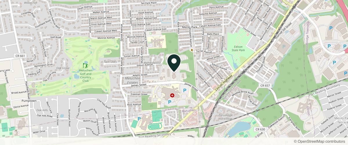 Map showing The Plastic Surgery Center & Institute for Advanced Reconstruction in Edison, New Jersey