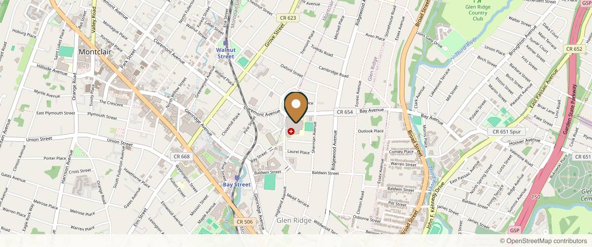 Map showing The Plastic Surgery Center & Institute for Advanced Reconstruction in Jersey City, New Jersey