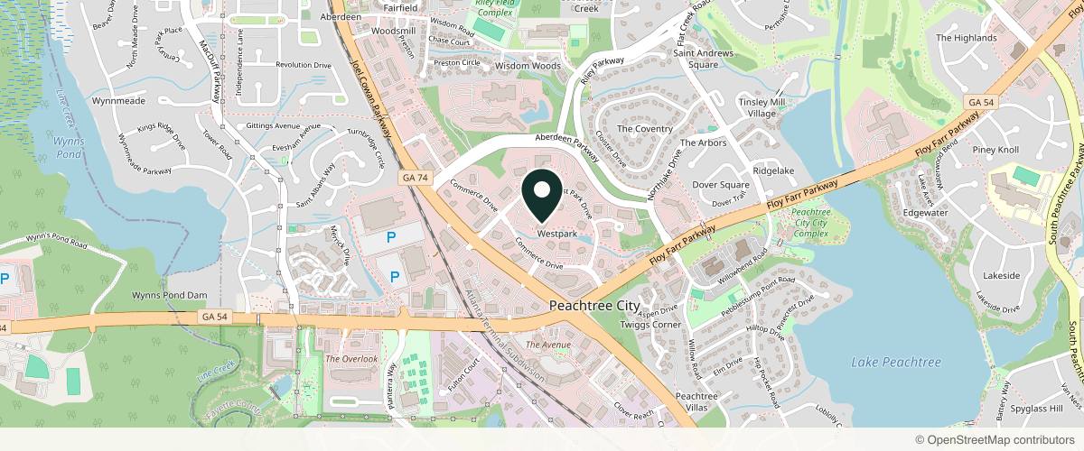 Map showing The Skincare Centre at Renaissance Plastic Surgery in Peachtree City, Georgia