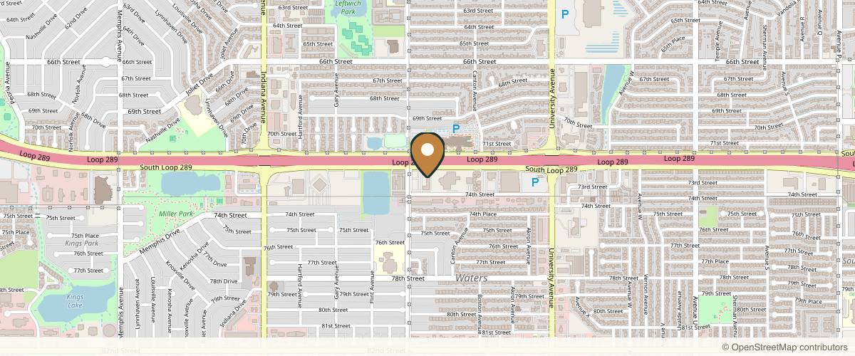 Map showing The Tox Box in Lubbock, Texas