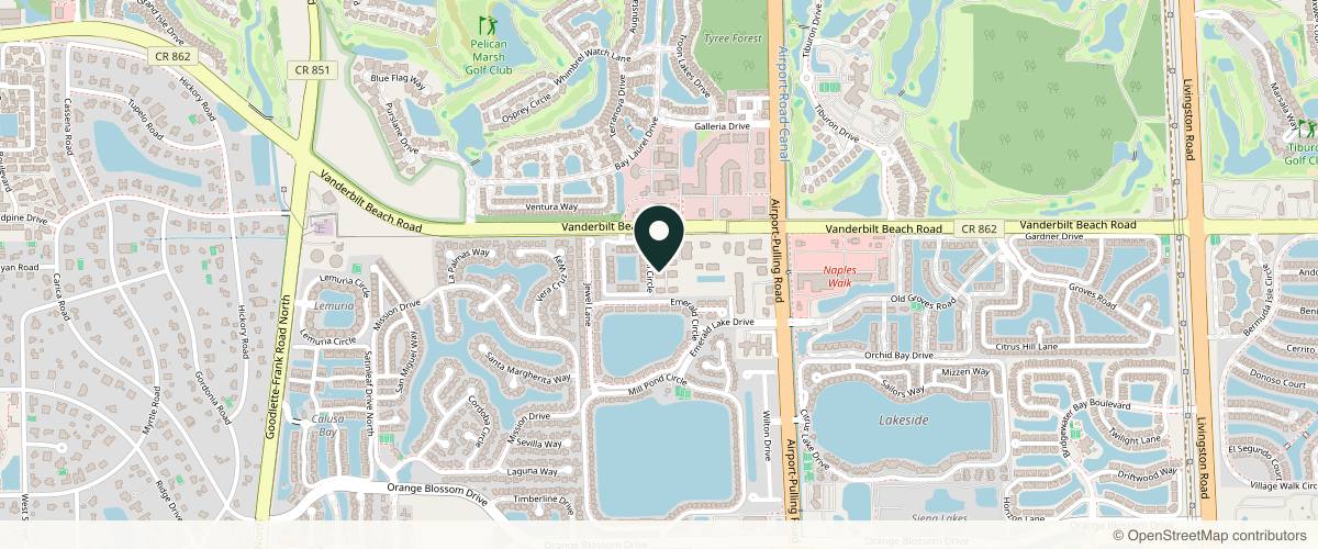 Map showing The Woodruff Institute for Dermatology & Cosmetic Surgery in Naples, Florida