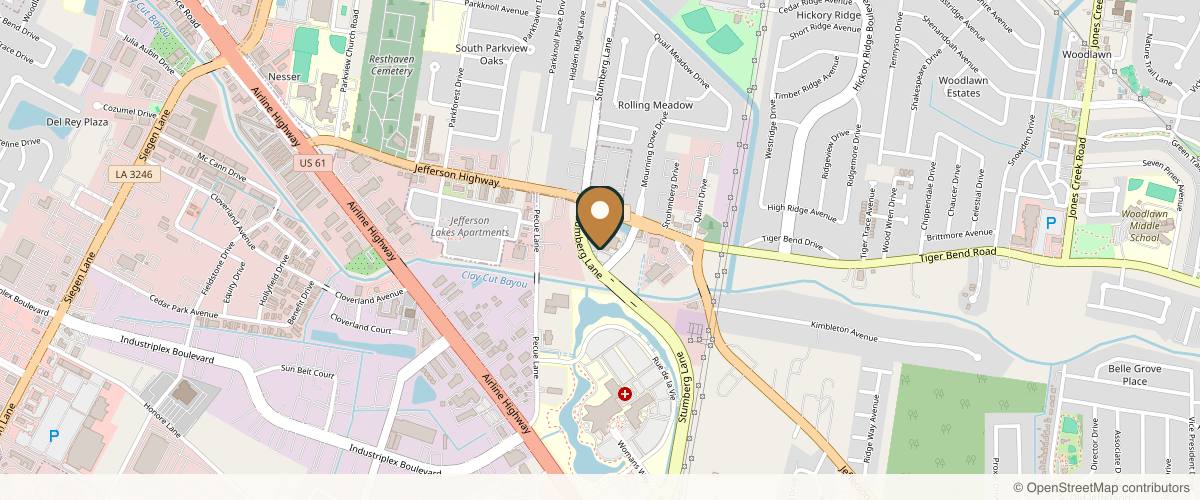 Map showing Theunissen Aesthetic Plastic Surgery of Baton Rouge in Baton Rouge, Louisiana