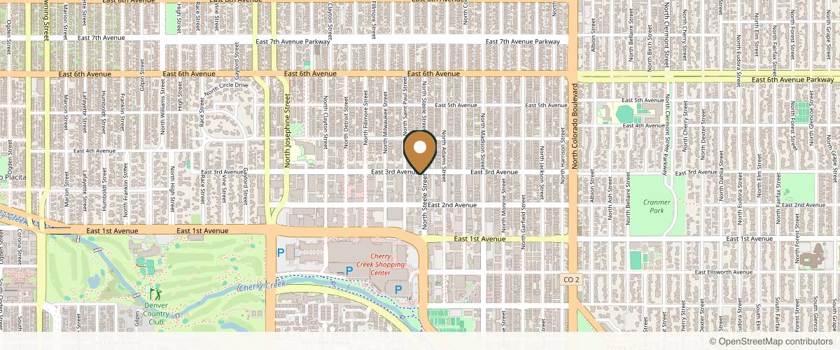 Map showing Thompson Facial Plastics in Cherry Creek, Colorado